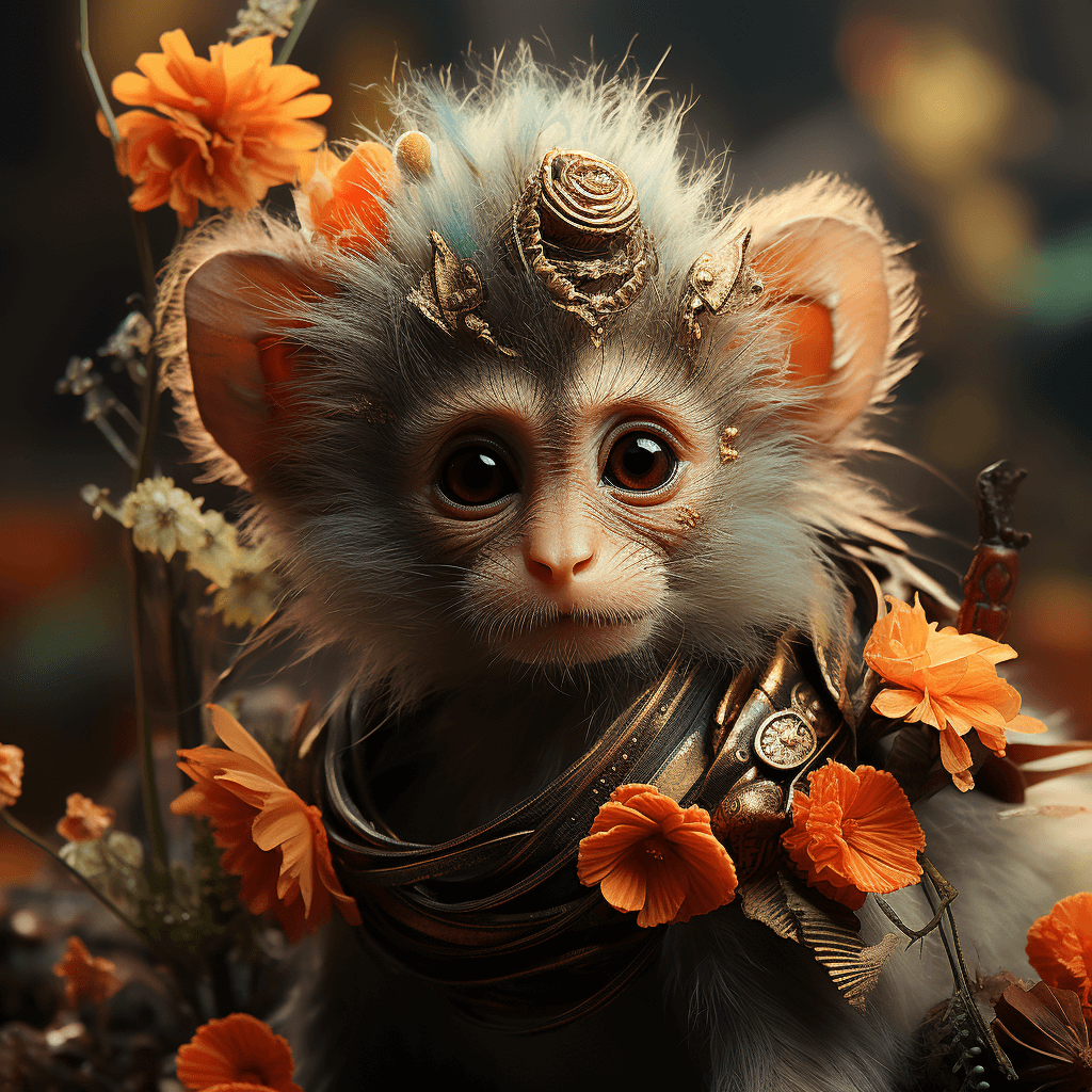 a-small-cute-monkey-cub-covered-in-flowers